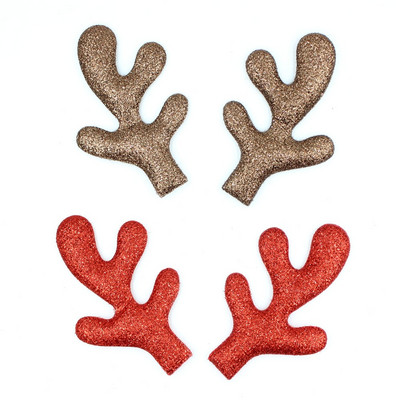 50 τμχ/παρτίδα Glitter Reindeer Antlers Gold Silver Red Fawn ύφασμα με απλικέ Buckhorn με επένδυση από σφουγγάρι για χριστουγεννιάτικη διακόσμηση, Craft DIY