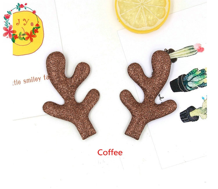 50 tk/partii Glitter Reindeer Antlers Kuldne Hõbepunane Fawn kangas ja käsnaga polsterdatud Buckhorn aplikatsioon jõulukaunistuseks, käsitöö isetegemine