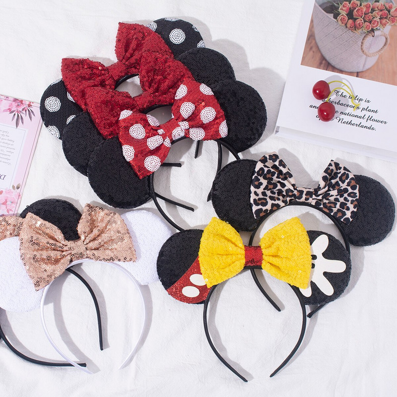 2022 m. Populiarus pelės ausų galvos apdangalas blizgučiai, plaukų lankeliai, moterų festivalio veikėjas.