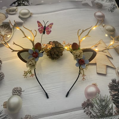 Christmas Glow Antler Headband Fairy Tale Flower Retro Branch Hoop Crown Festival Party Props Αξεσουάρ μαλλιών για κορίτσια