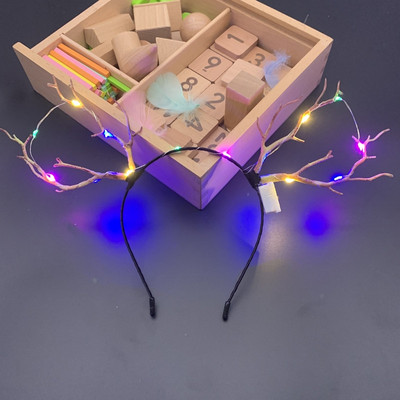 Božićni sjaj Traka za glavu od rogova Bajka Cvijet Retro Grana Obruč Kruna Festival Rekviziti za zabavu Dodaci za kosu za djevojčice