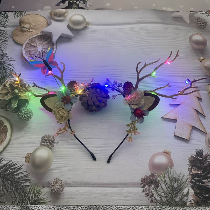 Božićni sjaj Traka za glavu od rogova Bajka Cvijet Retro Grana Obruč Kruna Festival Rekviziti za zabavu Dodaci za kosu za djevojčice