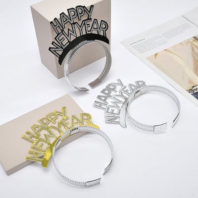 2023 Foil Happy New Year Lettering Headbands Fashion Party Headbands Χριστουγεννιάτικα αξεσουάρ μαλλιών Ζώνες κεφαλής Χριστουγεννιάτικα στολίδια Navidad