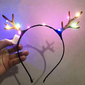 Christmas Headband Hairband Deer Luminous Hair Band Χριστουγεννιάτικο δέντρο Headband Head Hoop Headwear Xmas Navidad Party Kids Favor Gif