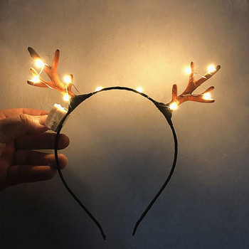 Christmas Headband Hairband Deer Luminous Hair Band Χριστουγεννιάτικο δέντρο Headband Head Hoop Headwear Xmas Navidad Party Kids Favor Gif