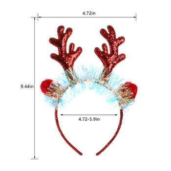 Χριστουγεννιάτικο κεφαλόδεσμο τάρανδος χρωματιστές μεταξωτές πούλιες Κεφαλόδεσμο γκλίτερ Αυτιά ελάφια Headband Fashion Party Headwear