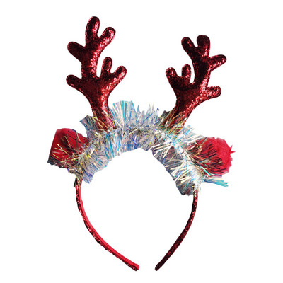 Bentiță de ren de Crăciun, mătase colorată, paiete, bentiță, cu sclipici, coarne, urechi de cerb, bentiță, pentru petrecere, la modă.