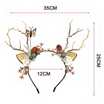 Светеща лента за глава от лосови рога Коледен концерт Горски клон Еленово ухо Шапка Аксесоари за коса Реквизит за снимки на сценично шоу