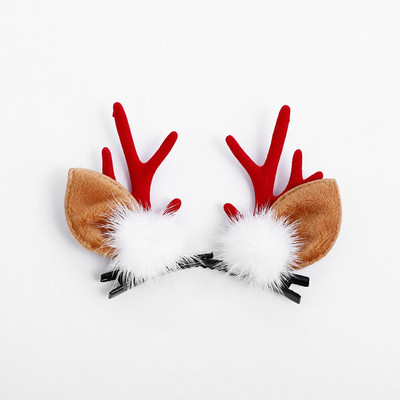 2Pcs Božićne kopče za kosu od roga Slatke ukosnice s jelenjim ušima Božićne ukosnice Dekoracija Pokrivala za glavu Dodaci za kosu Poklon za djevojke 2023.