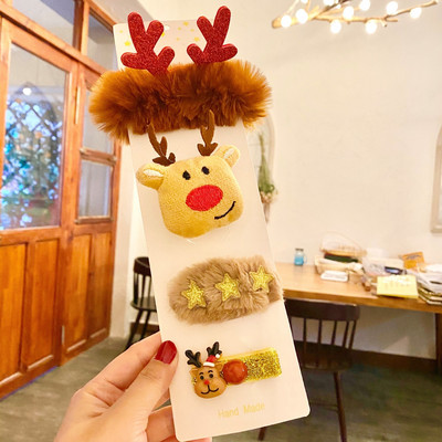 Agrafe de păr cu coarne de Crăciun noi Agrafe pentru ureche de cerb Bentite pentru petrecere de Crăciun Festival Conuri de pin Accesorii pentru păr