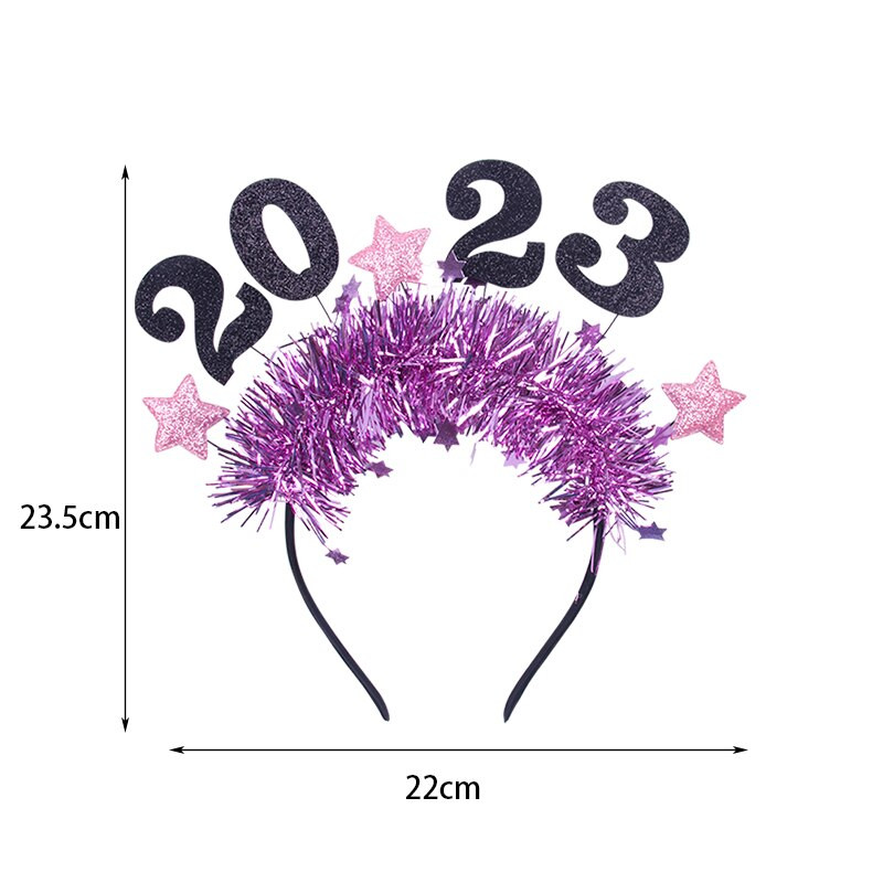 La mulți ani bentiță cu sclipici auriu argintiu 2023 cerc de păr în formă de număr Copil adult Copii decor petrecere de revelion Cadou de petrecere de revelion