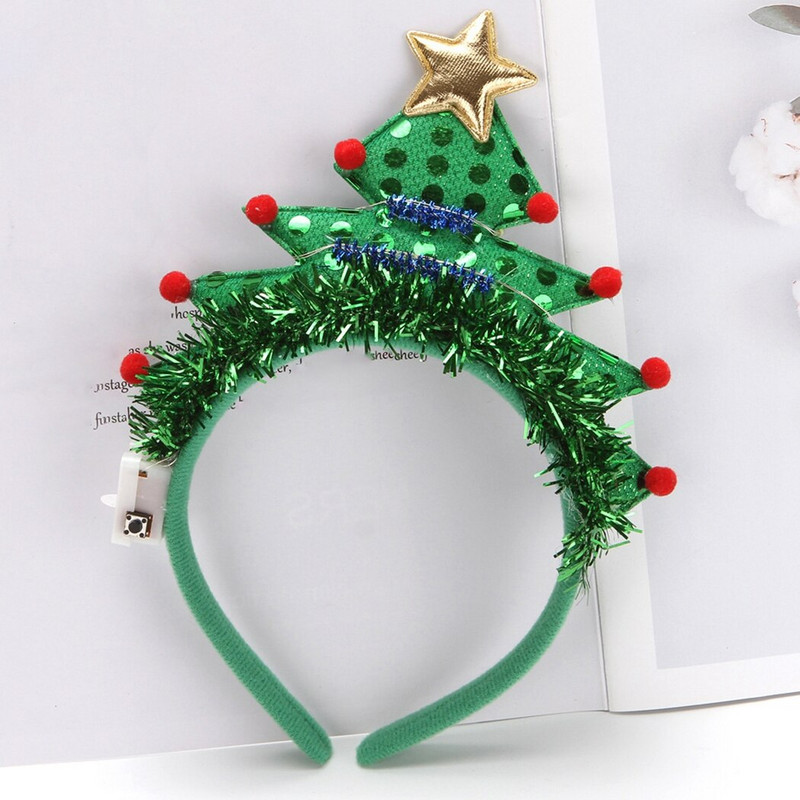 Copii adulți Blink Green Tree Bandă LED Light Star Bandă de păr Cadou Cosplay Costume de aniversare Crăciun Cosplay Party Headwear