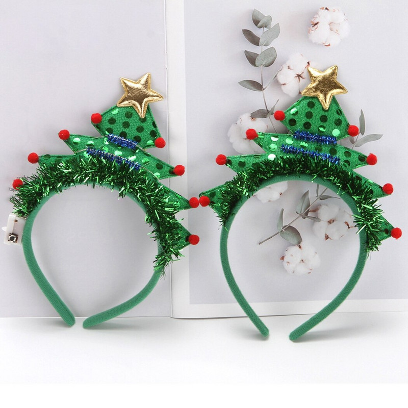 Copii adulți Blink Green Tree Bandă LED Light Star Bandă de păr Cadou Cosplay Costume de aniversare Crăciun Cosplay Party Headwear