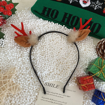 Slatka božićna traka za glavu Pokrivala za glavu Jeleni rogovi Obruč za kosu Rogovi Poklopac za glavu Jelenji rog Uši Dekoracija za glavu