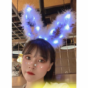 Τεχνητό φτερό παλικάρι LED Light-Up Bunny Ears Λαμπερό λουράκι μαλλιών για δώρο γιορτινό πάρτι Χριστούγεννα Πρωτοχρονιά 2021