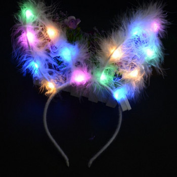 Τεχνητό φτερό παλικάρι LED Light-Up Bunny Ears Λαμπερό λουράκι μαλλιών για δώρο γιορτινό πάρτι Χριστούγεννα Πρωτοχρονιά 2021