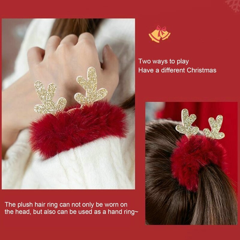 Nova božićna ukosnica Štipice za kosu od roga Jelenje uho Trake za glavu za božićnu zabavu Festivalske gumice Lopta Dodaci za kosu Pokloni