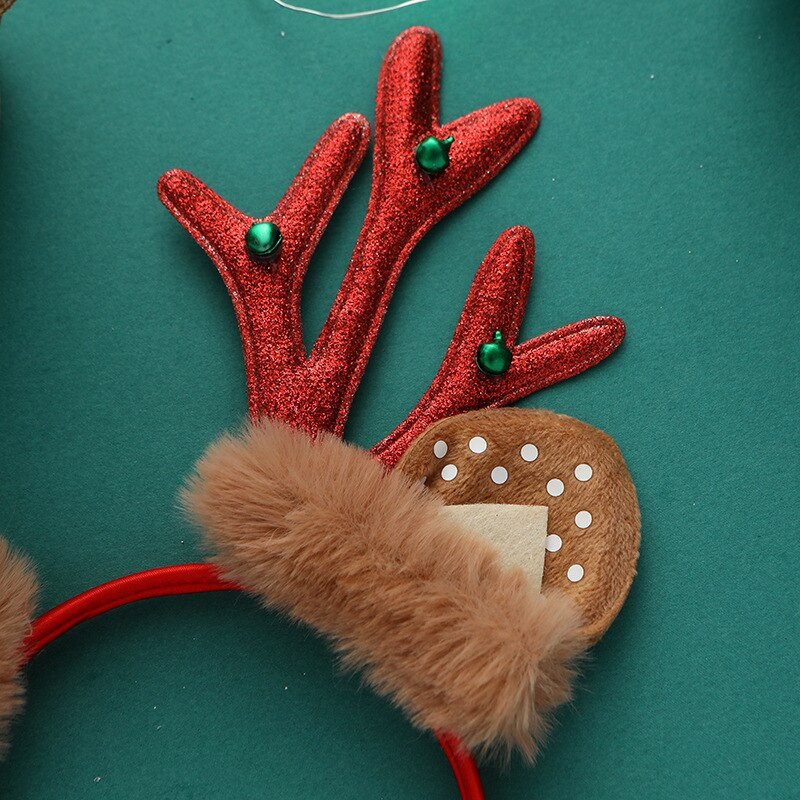 22x25cm Jõulupunane Põdrasarv Juuksepael Roheline Kellukesesarv Juukseehistus Jõulukaubanduskeskuse lõbustuspargi kaunistus