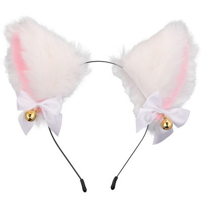 Kačių ausys Varpeliai Galvos juostos pliušinės lapės ausys Bowknot plaukų juostelės plaukų segtukai moterims mergaičių plaukų lankeliai rėmeliai Cosplay plaukų priedai