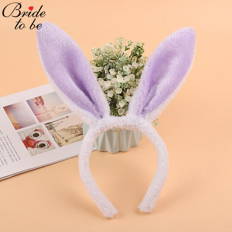 1 PC Fluffy Bunny Ear peapaelad naistele, Tüdrukute pehmed jänesekõrvade juuksepaelad, Lihavõttekostüümi jänkukõrv täiskasvanutele peotarbed