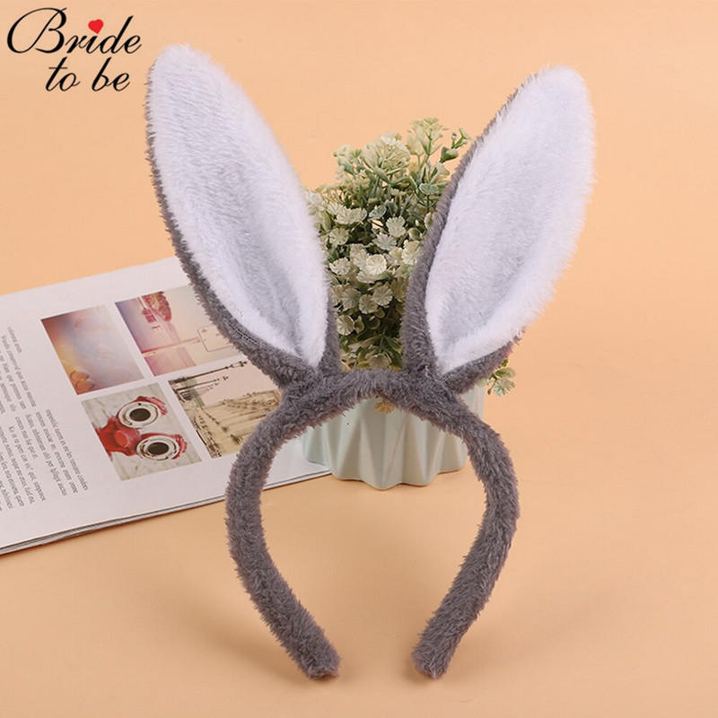 1 PC Fluffy Bunny Ear peapaelad naistele, Tüdrukute pehmed jänesekõrvade juuksepaelad, Lihavõttekostüümi jänkukõrv täiskasvanutele peotarbed