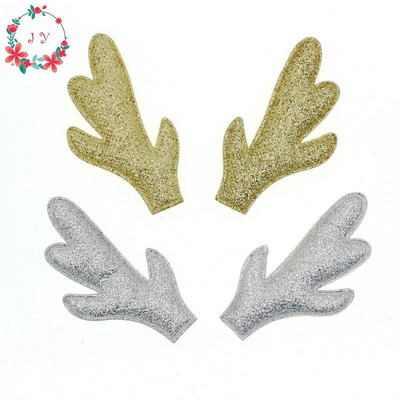 Σετ 50 τμχ Χρυσό Ασημί Glitter Reindeer Antlers Fawn ύφασμα με απλικέ Buckhorn με σφουγγάρι για χριστουγεννιάτικη διακόσμηση, Craft DIY