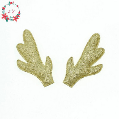 Set od 50 komada zlatno-srebrnih svjetlucavih rogova sobova, žutosmeđe tkanine sa spužvom podstavljenom aplikacijom od buckhorna za božićni dekor, DIY rukotvorina