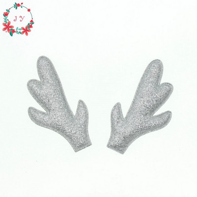 Set od 50 komada zlatno-srebrnih svjetlucavih rogova sobova, žutosmeđe tkanine sa spužvom podstavljenom aplikacijom od buckhorna za božićni dekor, DIY rukotvorina