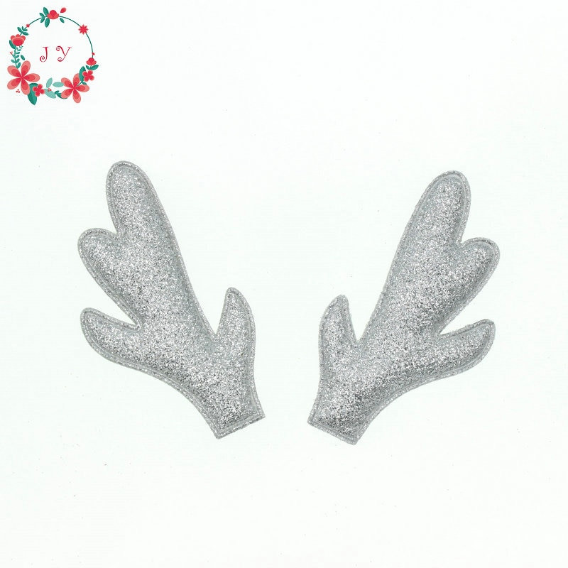 Set od 50 komada zlatno-srebrnih svjetlucavih rogova sobova, žutosmeđe tkanine sa spužvom podstavljenom aplikacijom od buckhorna za božićni dekor, DIY rukotvorina