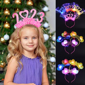 5/10 komada 2023. Nova godina Traka za glavu LED Trake za glavu Božićni ukras Heart Bowknot Obruč za kosu Bljeskajuće svjetlo Pokrivalo za glavu Cosplay Party Decor