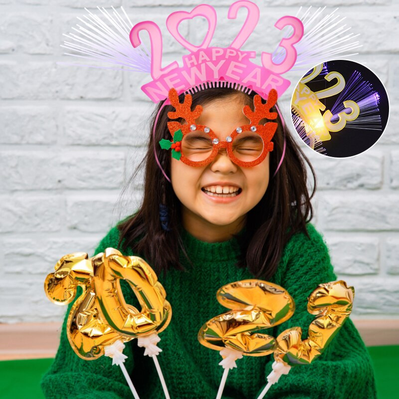 5/10 τεμ. 2023 Πρωτοχρονιάτικο κεφαλόδεσμο LED Headbands Χριστουγεννιάτικο ντεκόρ Καρδιά Bowknot Στεφάνη μαλλιών που αναβοσβήνει Ελαφρύ καπέλα Cosplay Διακόσμηση πάρτι