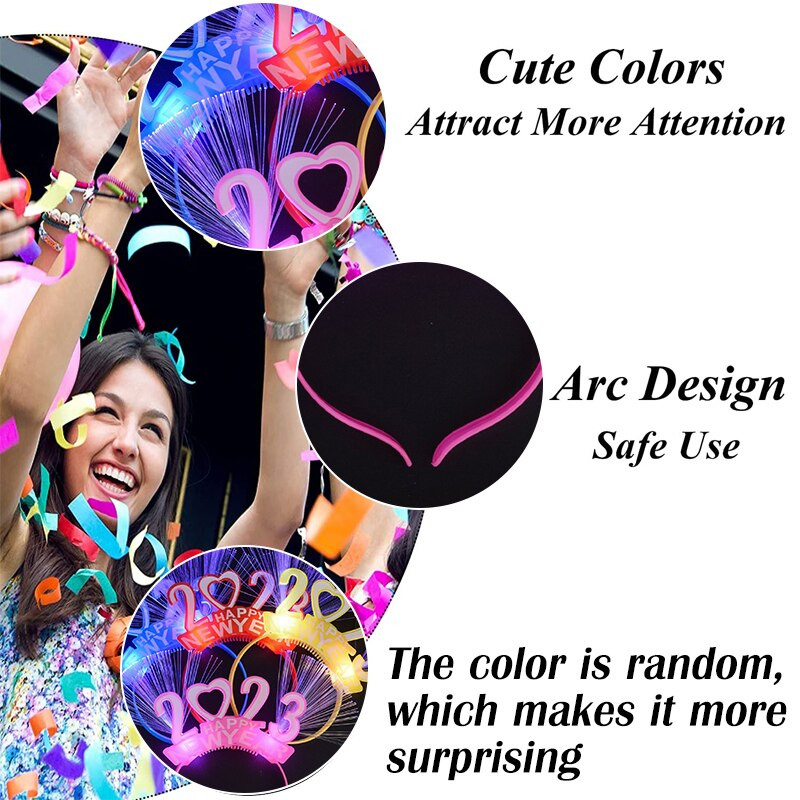 5/10 τεμ. 2023 Πρωτοχρονιάτικο κεφαλόδεσμο LED Headbands Χριστουγεννιάτικο ντεκόρ Καρδιά Bowknot Στεφάνη μαλλιών που αναβοσβήνει Ελαφρύ καπέλα Cosplay Διακόσμηση πάρτι