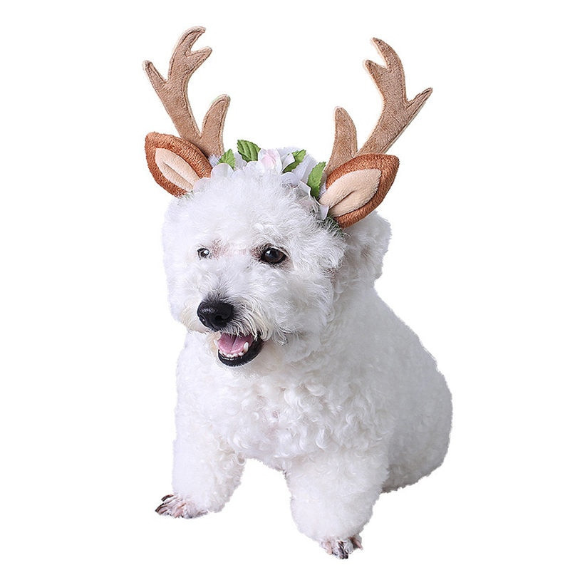 Kalėdinė galvos juosta naminiams gyvūnėliams Elnio rago kepurė šuniukas šuniukas katė Cosplay vakarėlio gaminys šunų priedai Kalėdų naminių gyvūnėlių galvos juosta U2