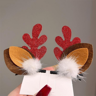 2 kom./komplet Božićna kopča za losovo uho za djevojčice Djed Mraz Snjegović kopča za božićnu zabavu Ukosnica za djecu