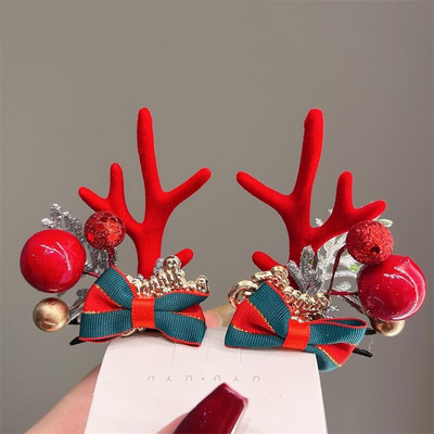 2 kom./komplet Božićna kopča za losovo uho za djevojčice Djed Mraz Snjegović kopča za božićnu zabavu Ukosnica za djecu