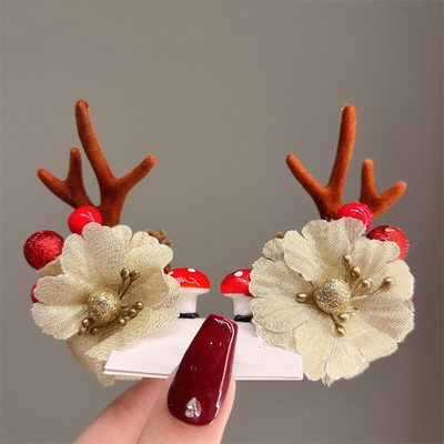 2 kom./komplet Božićna kopča za losovo uho za djevojčice Djed Mraz Snjegović kopča za božićnu zabavu Ukosnica za djecu