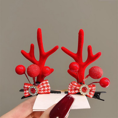 2 kom./komplet Božićna kopča za losovo uho za djevojčice Djed Mraz Snjegović kopča za božićnu zabavu Ukosnica za djecu