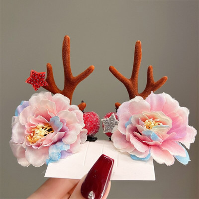 2 kom./komplet Božićna kopča za losovo uho za djevojčice Djed Mraz Snjegović kopča za božićnu zabavu Ukosnica za djecu