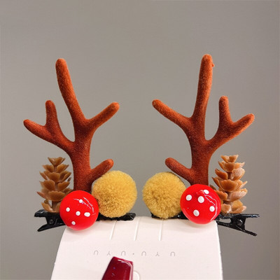 2 kom./komplet Božićna kopča za losovo uho za djevojčice Djed Mraz Snjegović kopča za božićnu zabavu Ukosnica za djecu