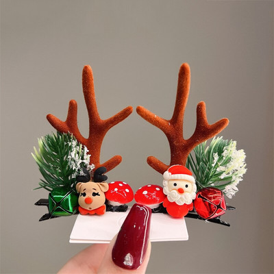 2 kom./komplet Božićna kopča za losovo uho za djevojčice Djed Mraz Snjegović kopča za božićnu zabavu Ukosnica za djecu