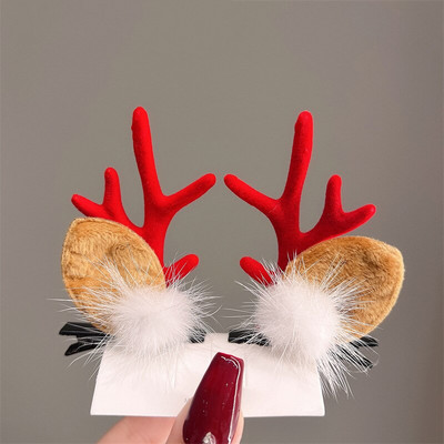 2 kom./komplet Božićna kopča za losovo uho za djevojčice Djed Mraz Snjegović kopča za božićnu zabavu Ukosnica za djecu