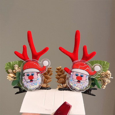 2 kom./komplet Božićna kopča za losovo uho za djevojčice Djed Mraz Snjegović kopča za božićnu zabavu Ukosnica za djecu