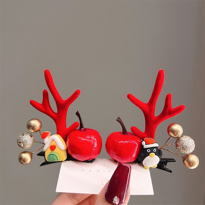 2 kom./komplet Božićna kopča za losovo uho za djevojčice Djed Mraz Snjegović kopča za božićnu zabavu Ukosnica za djecu