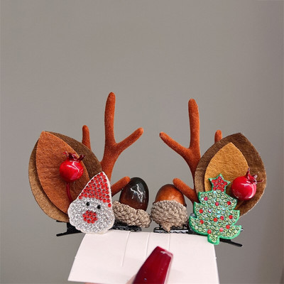 2 kom./komplet Božićna kopča za losovo uho za djevojčice Djed Mraz Snjegović kopča za božićnu zabavu Ukosnica za djecu