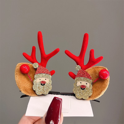 2 kom./komplet Božićna kopča za losovo uho za djevojčice Djed Mraz Snjegović kopča za božićnu zabavu Ukosnica za djecu