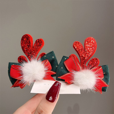 2 kom./komplet Božićna kopča za losovo uho za djevojčice Djed Mraz Snjegović kopča za božićnu zabavu Ukosnica za djecu