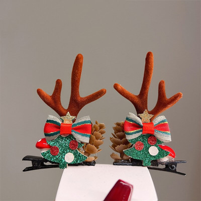 2 kom./komplet Božićna kopča za losovo uho za djevojčice Djed Mraz Snjegović kopča za božićnu zabavu Ukosnica za djecu