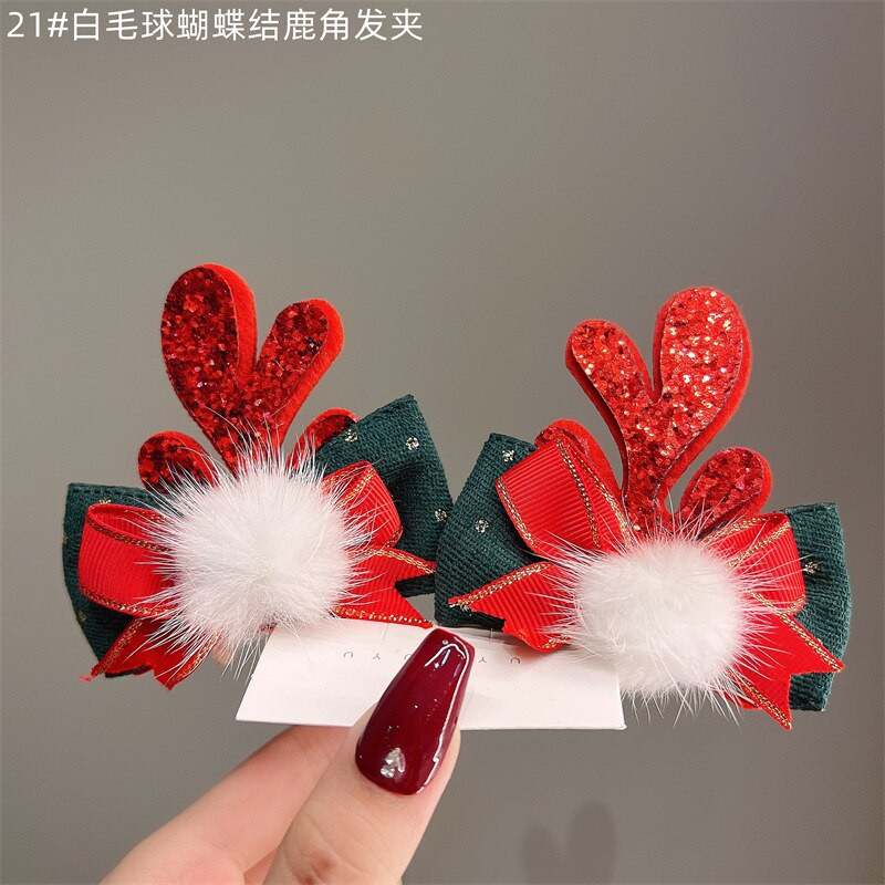 2 kom./komplet Božićna kopča za losovo uho za djevojčice Djed Mraz Snjegović kopča za božićnu zabavu Ukosnica za djecu