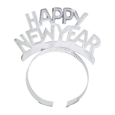 3 vnt Laimingų Naujųjų metų galvos juosta Auksinė sidabrinė juoda aliuminio moteriška tiara Kalėdų Naujųjų metų galvos juosta plaukų priedai