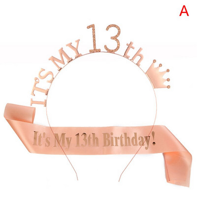 1 Σετ It Is My 13 16 18 21 30 40 50 60 70 80 Birthday Party Satin Sash Crown Tiara Headband Happy Birthday Προμήθειες